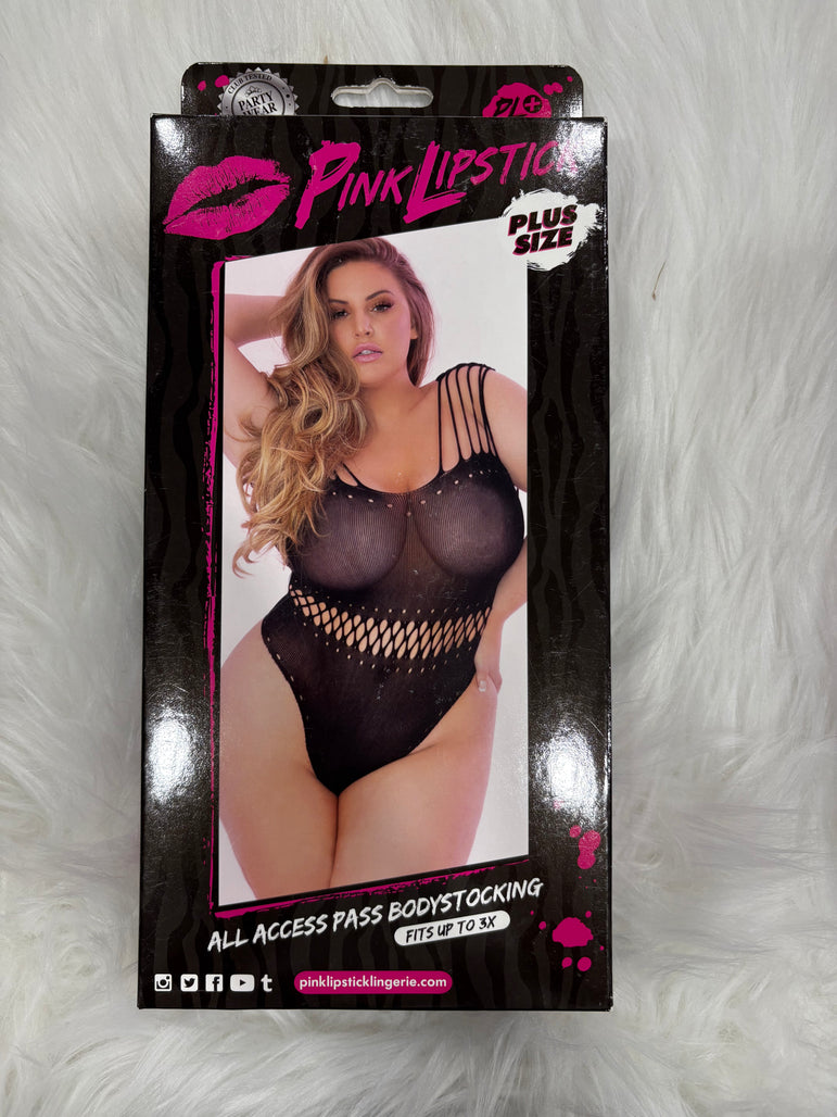 PinkLipstick- All access pass bodystocking- Plus size