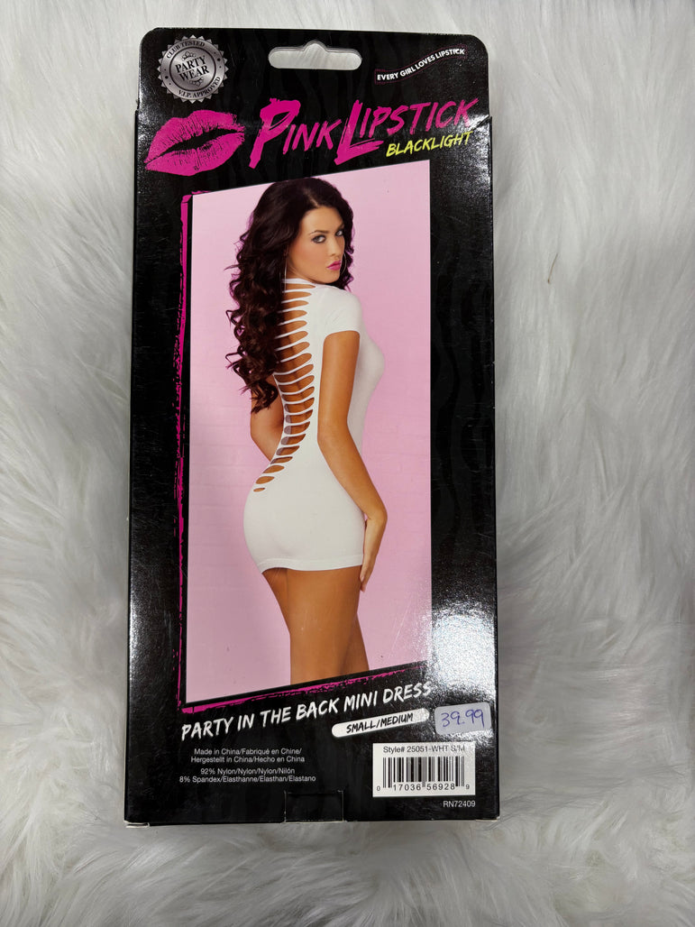 PinkLipstick-Party in the back mini dress white-S/M