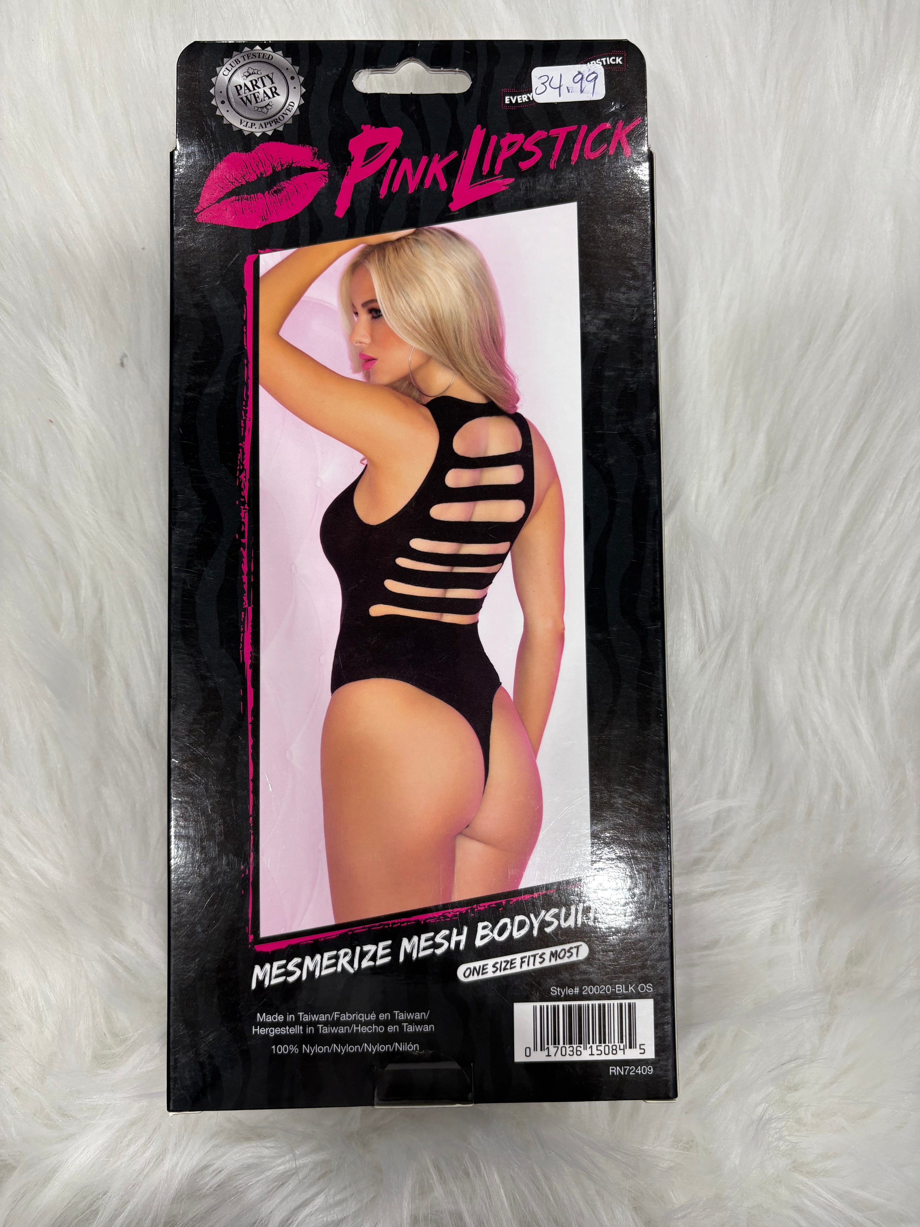 PinkLipstick- Mesmerize mesh bodysuit-OS