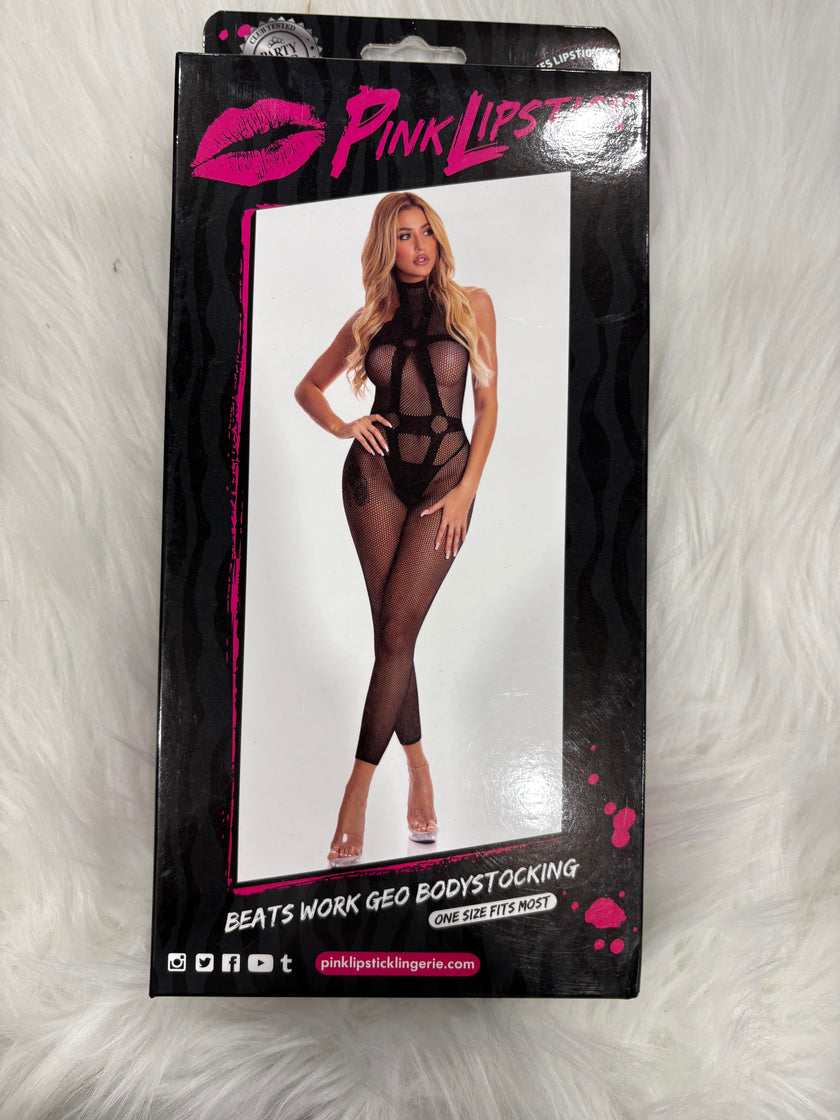 PinkLipstick-Beast work geo bodystocking-OS