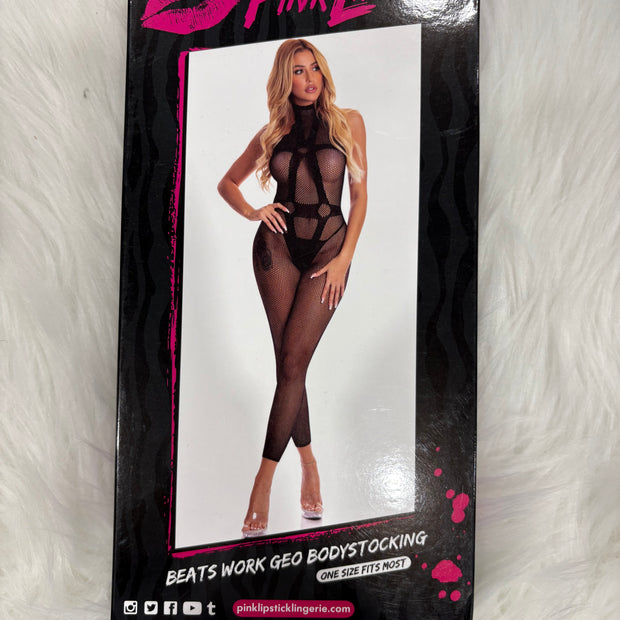 PinkLipstick-Beast work geo bodystocking-OS