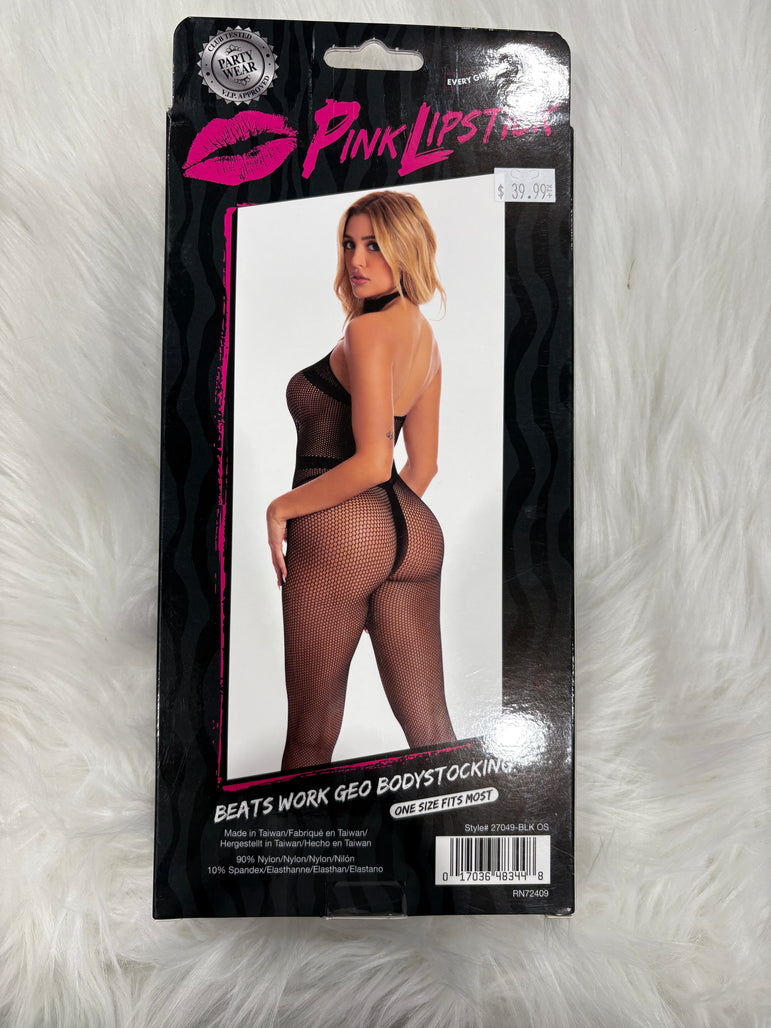 PinkLipstick-Beast work geo bodystocking-OS