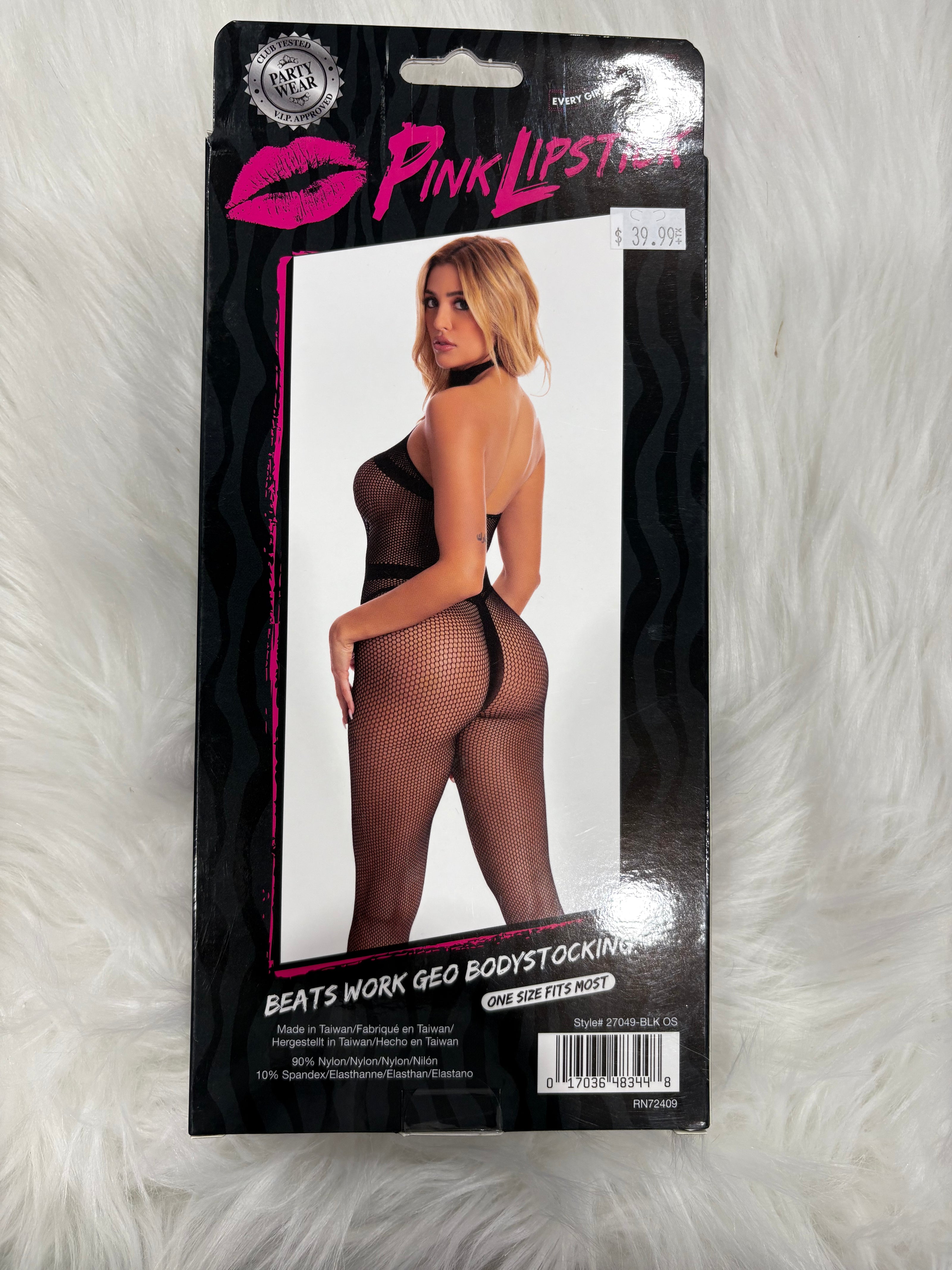 PinkLipstick-Beast work geo bodystocking-OS