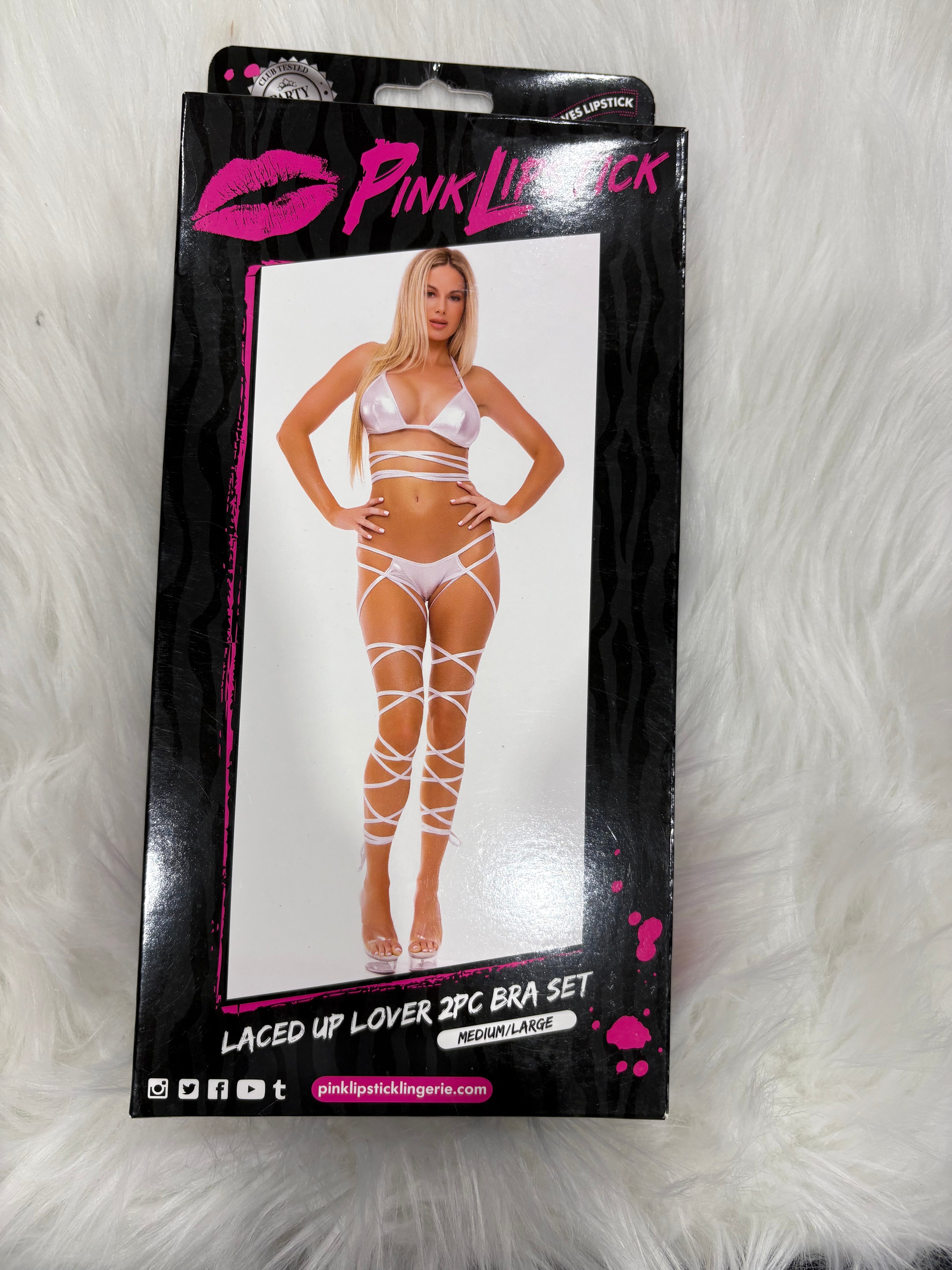 PinkLipstick- Laced up lover 2pc bra set- M/L