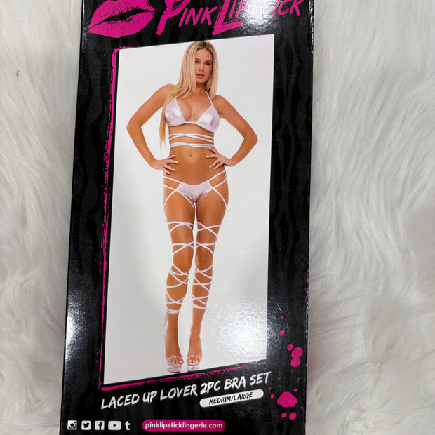 PinkLipstick- Laced up lover 2pc bra set- M/L