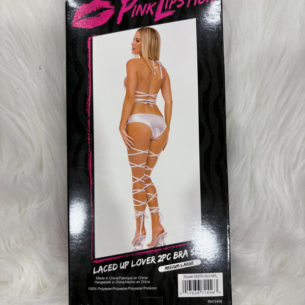 PinkLipstick- Laced up lover 2pc bra set- M/L