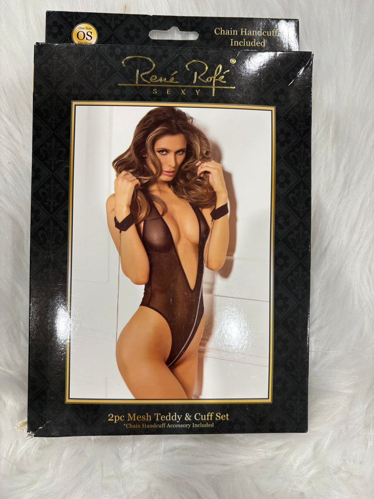 René Rofé- 2pcs mesh teddy & cuff set