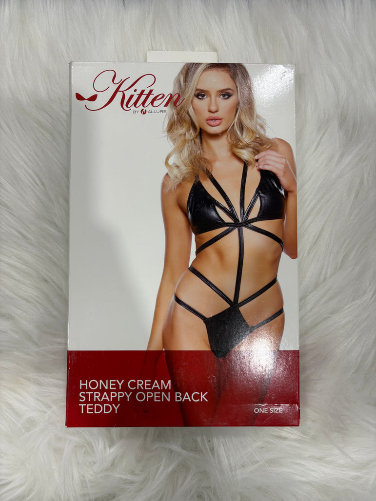Kitten- Honey cream strappy open back teddy