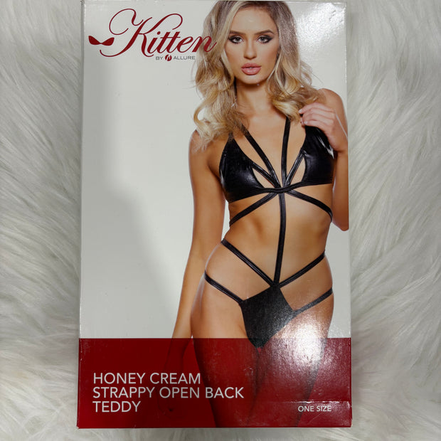 Kitten- Honey cream strappy open back teddy