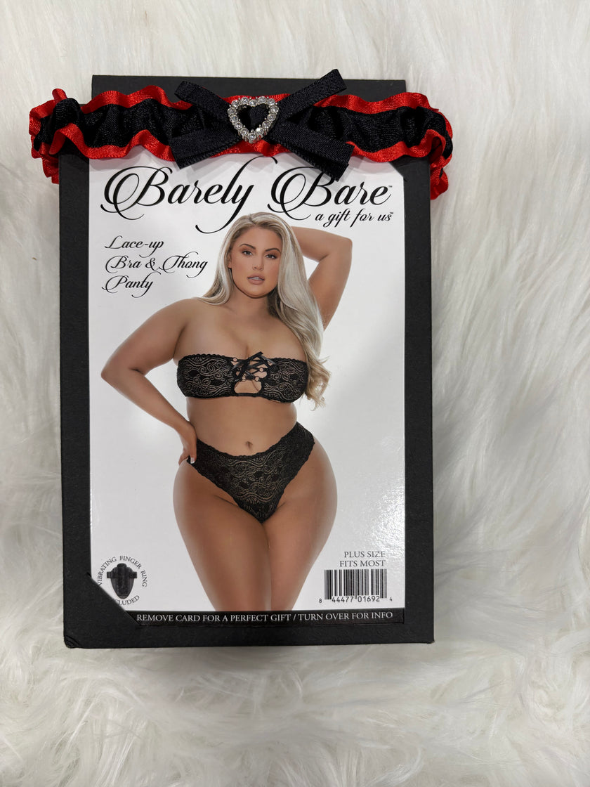 Barely Bare- Lace-up bra & thong panty