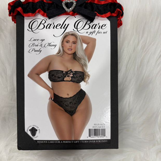 Barely Bare- Lace-up bra & thong panty
