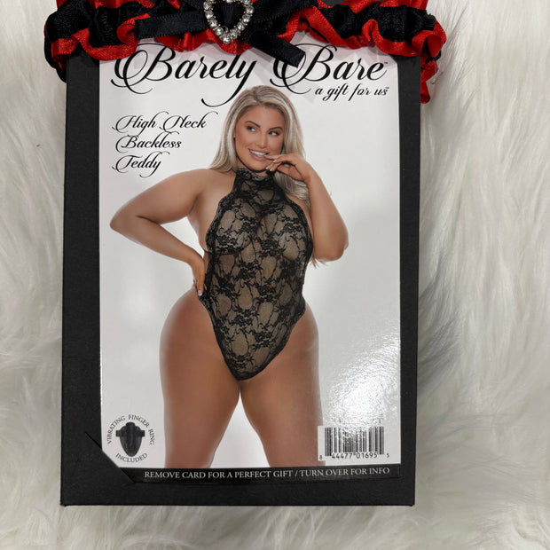 Barely Bare- High neck backless teddy
