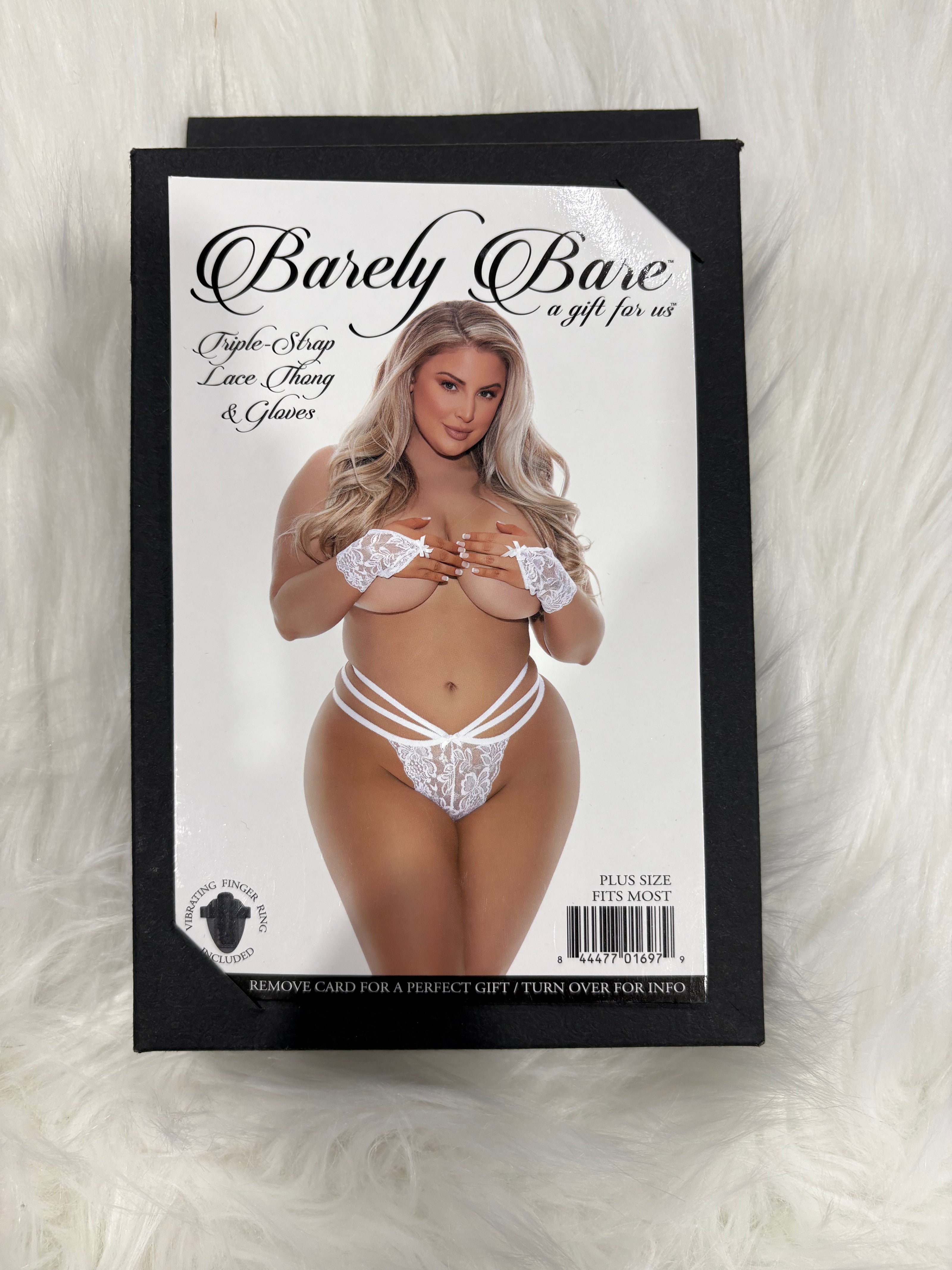 Barely Bare- Triple-strap lace thong and gloves