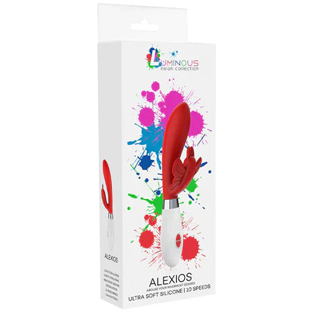 Stimulateur double en silicone ultra-doux Alexios, rouge néon
