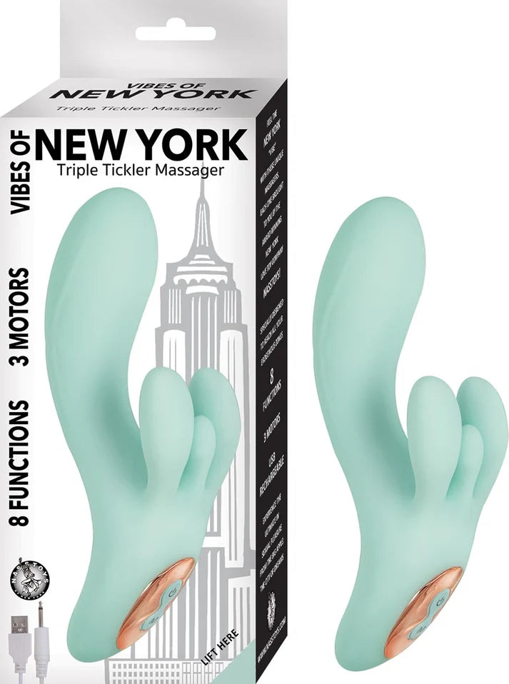 Vibes of New York - Masseur Triple Tickler, Bleu Aqua