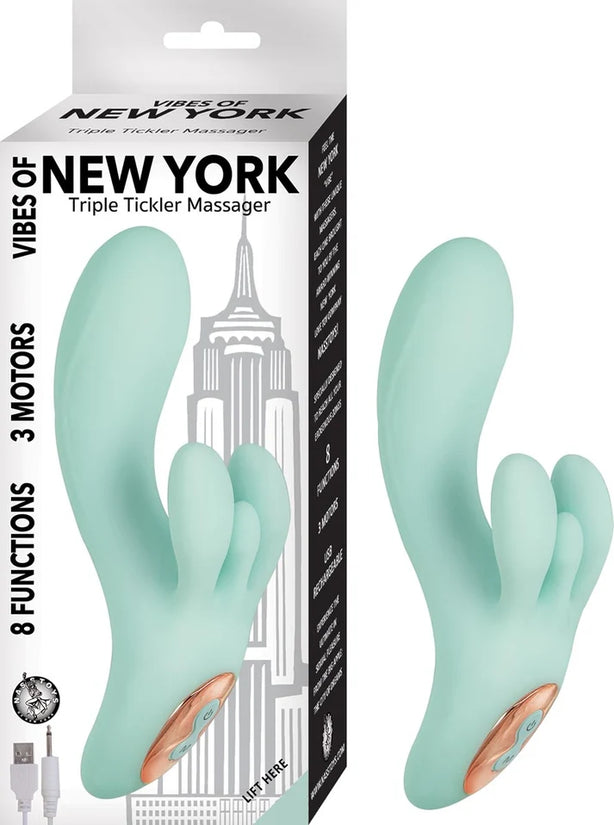 Vibes of New York - Masseur Triple Tickler, Bleu Aqua