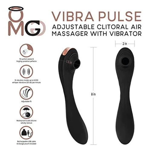 OMG Vibra Pulse Masseur et vibromasseur clitoridien à air comprimé - Noir