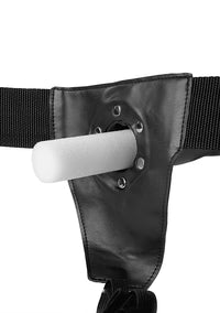 Aïe ! Strap-on incurvé et creux - 20 cm, noir