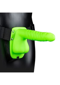 Aïe ! Godemiché nervuré et creux avec boules - 21 cm - Phosphorescent