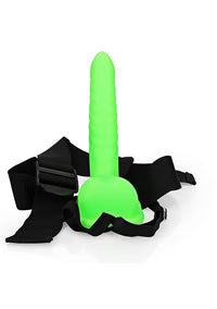 Aïe ! Godemiché nervuré et creux avec boules - 21 cm - Phosphorescent