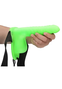 Aïe ! Godemiché nervuré et creux avec boules - 21 cm - Phosphorescent