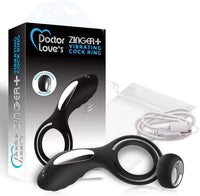 Anneau pénien vibrant et rechargeable Doctor Love Zinger + avec télécommande - Noir