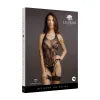 Crotchless Rhinestone Halter Teddy BLACK