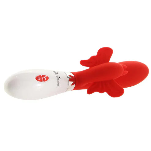 Stimulateur double en silicone ultra-doux Alexios, rouge néon