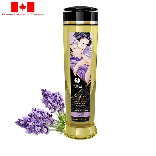 Shunga 8 oz Erotic Massage Oil Sensation Lavender