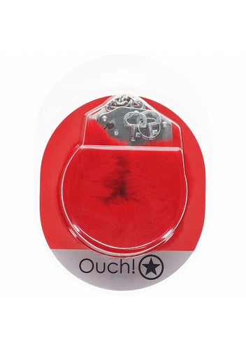 Ouch! Heavy duty Fluffy Handcuffs Red