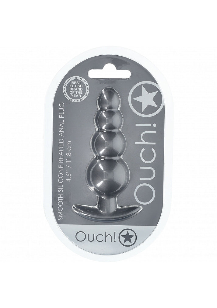 Ouch! Beaded Anal Plug Silicone - Gun Metal