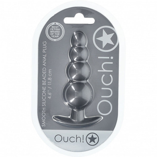 Ouch! Beaded Anal Plug Silicone - Gun Metal