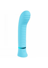 Loveline - Divine - Vibromasseur point G nervuré bleu à 10 fonctions - Silicone - Rechargeable - Étanche