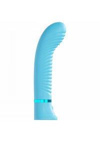 Loveline - Divine - Vibromasseur point G nervuré bleu à 10 fonctions - Silicone - Rechargeable - Étanche