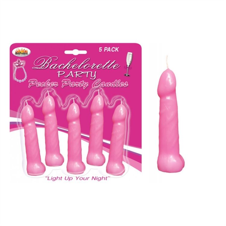 Image de BACHELORETTE PECKER PARTY PINK CANDLES 5PK