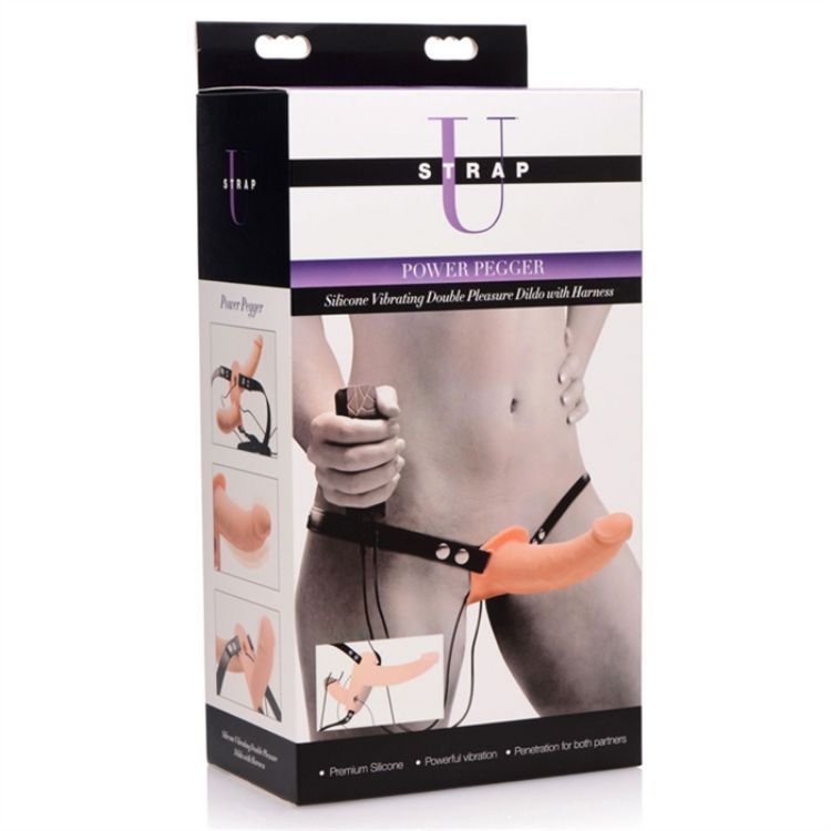 Image de STRAP U POWER PEGGER SILICONE DOUBLE DILDO HARNESS