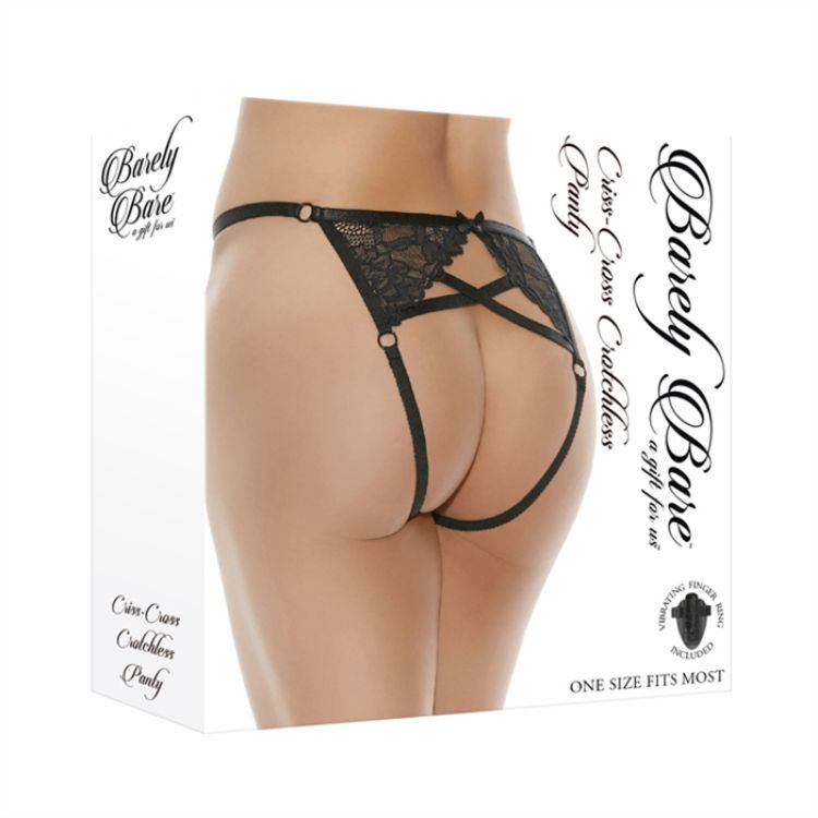 Image de CRISS-CROSS CROTCHELSS PANTY, BLACK