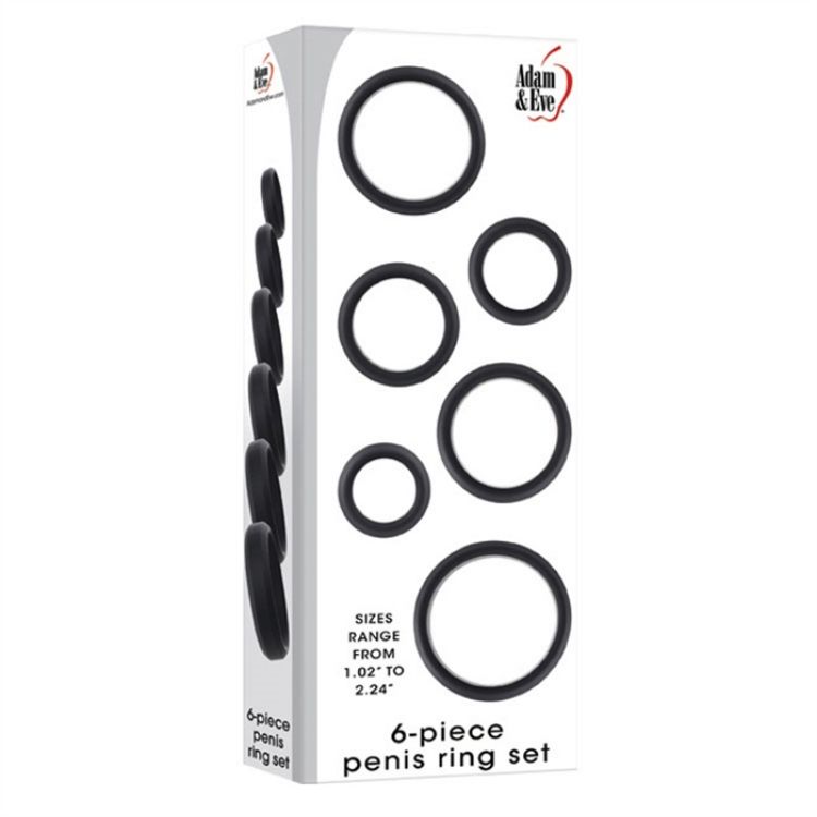 Image de A&E 6-Piece Penis Ring Set - Silicone black