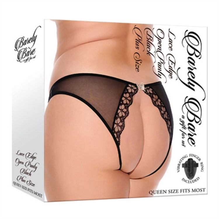 Image de Lace Edge Open Panty - Black - Plus Size